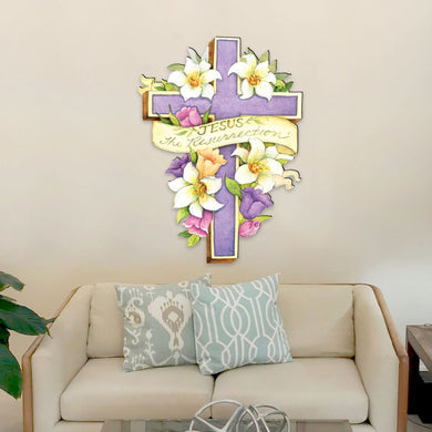 Easter Cross- He is Risen Outdoor Scene by Susan Winget - Easter Spring Decor - 8471303F-SW