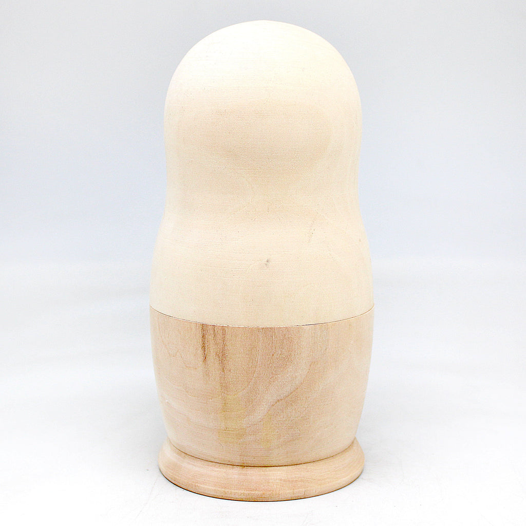 5-pieces Nested Doll - Old World Matreshka Unpainted Natural Wood Doll 6.5-Inch - Handmade from Linden Wood Ready to be Painted or Perfect as a Gift, Make-It-Take-It