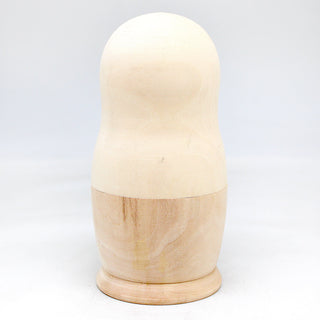 5-pieces Nested Doll - Old World Matreshka Unpainted Natural Wood Doll 6.5-Inch - Handmade from Linden Wood Ready to be Painted or Perfect as a Gift, Make-It-Take-It