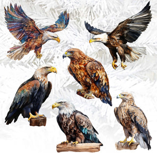 Eagle's Flight Clip-On Eco Wood Decorative Ornaments Set of 6 by G. Debrekht - Wildlife Decor - 8090101C-S6