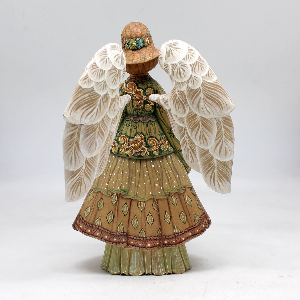 One-of-a-Kind Angel with Dove WOODCARVED Figurine 9x6x4 by GDeBrekht - Unique Handcrafted and Hand-Painted Collectible