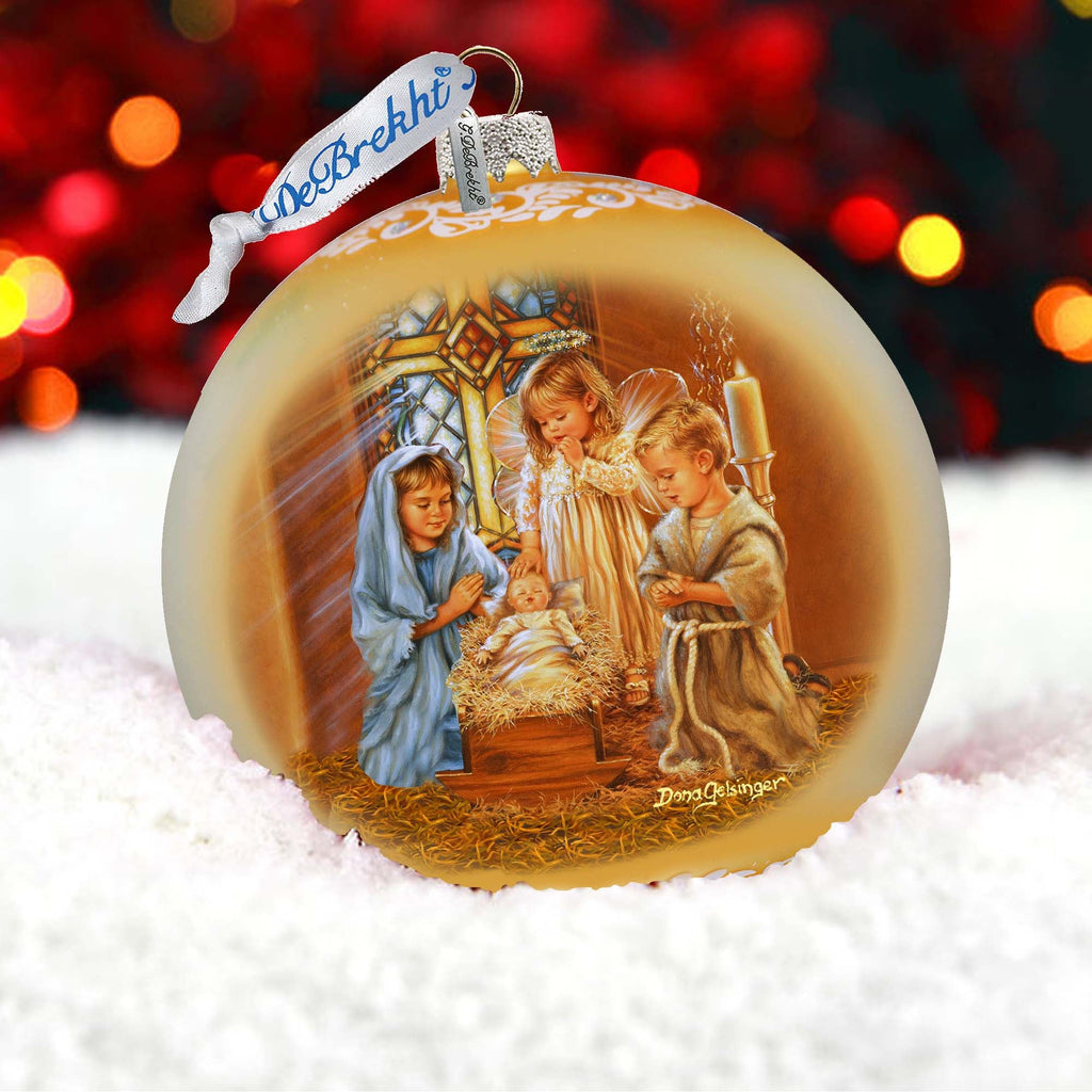 Angels Lullaby Lg Glass Ornament by G.Debrekht - Nativity Holiday Decor - 73940