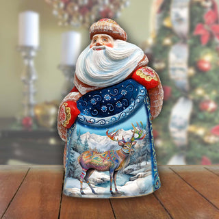 Magic Deer Santa Hand-Painted WOODCARVED Masterpiece Figurine by G. DeBrekht - Christmas Decor - 8203022 *** PRE-ORDER - Handmade Just for You! ***