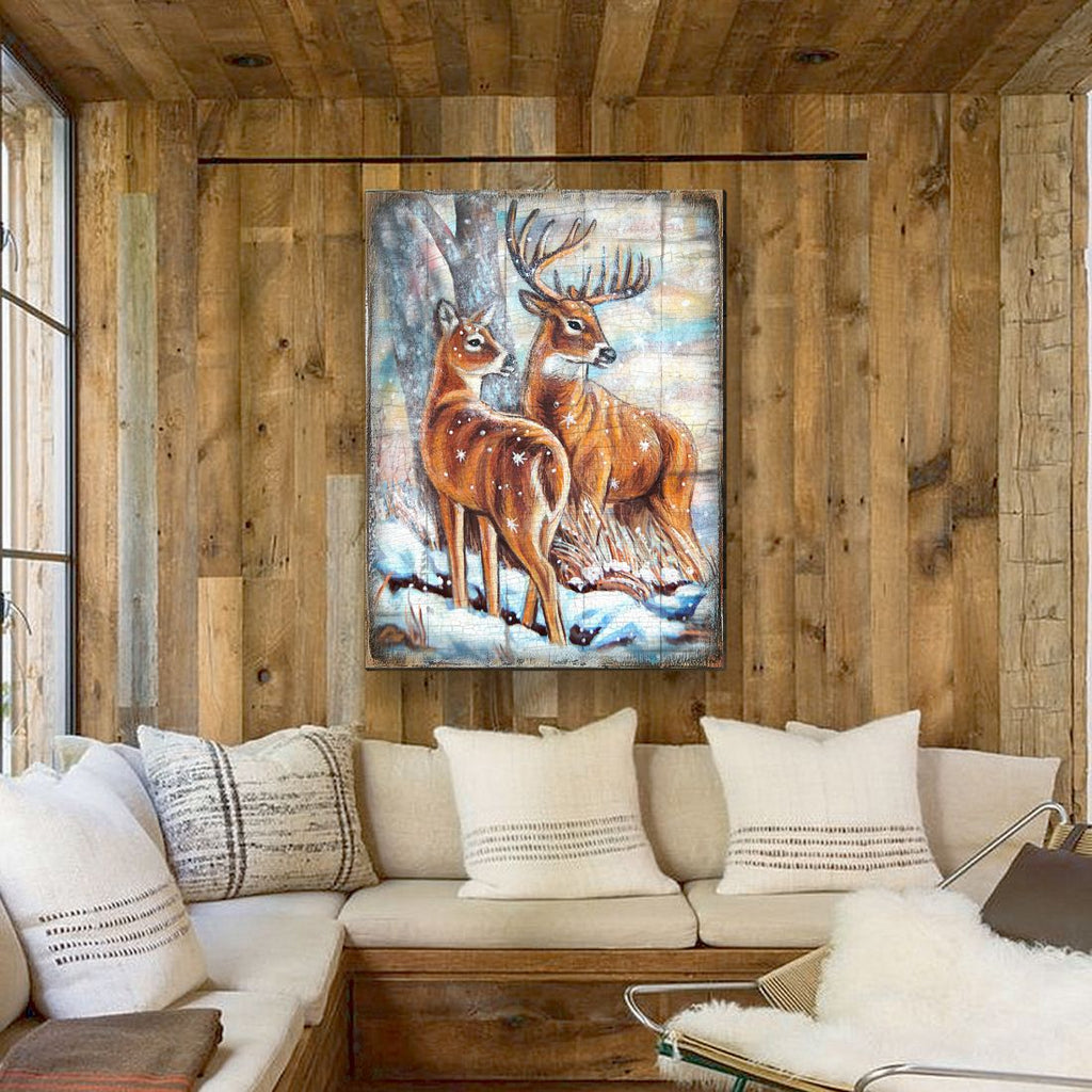 Schmid Deer's Art Wooden Wall Art by Nature Wonders - Nature Wildlife Decor - 95212B