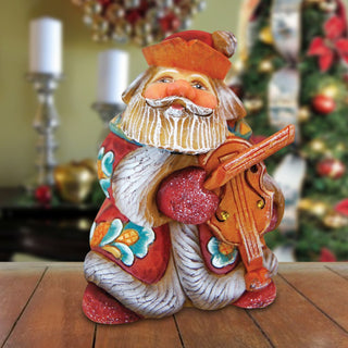 Mini Violin Santa Handcrafted Christmas Figurine - G. DeBrekht - Christmas Santa Snowman Decor - 517638
