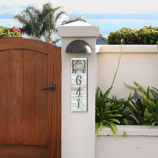 Coastal Door Numbers Sign - Crab Wooden House Number Plaque - Custom Home Address Sign MA989817