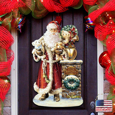Silent Night Santa Christmas Door Decor by D. Gelsinger - Christmas Santa Snowman Decor - 8461013H-1315