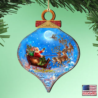 Santa Magical Flight Wooden Ornaments by Gelsinger - Christmas Santa Snowman Decor - 8031020-1314