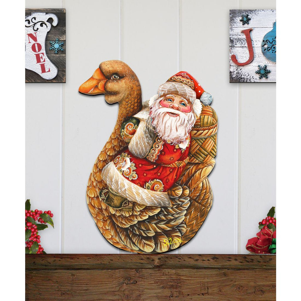 Christmas Goose Santa Christmas Door Decor by G. DeBrekht - Christmas Santa Snowman Decor - 8121633H