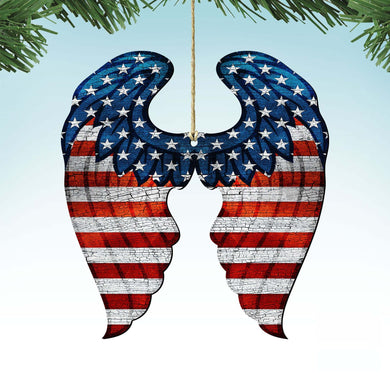 USA Wings Wooden Ornaments - American Christmas Decor - 8187131