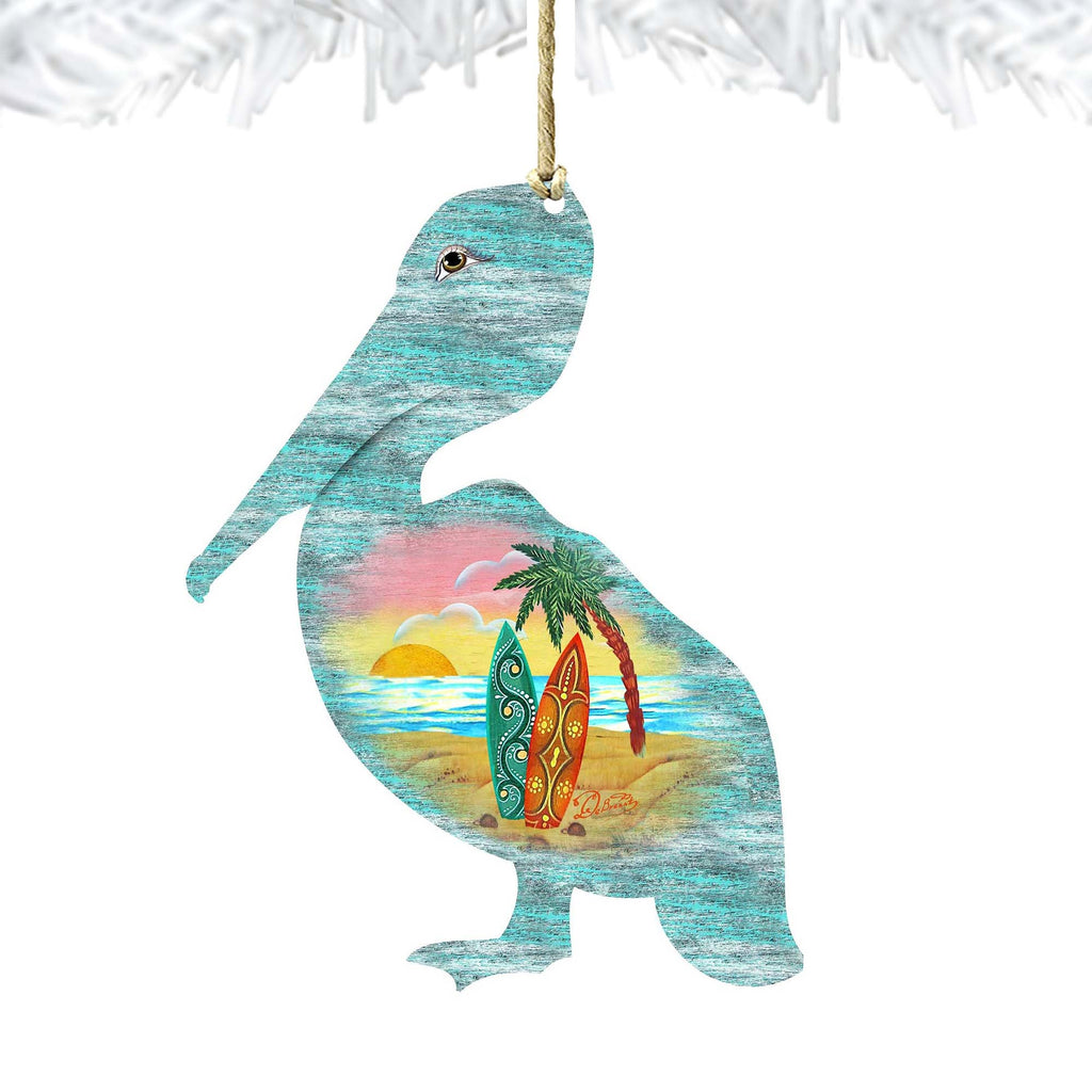 Pelican Wooden Ornaments by G. DeBrekht - Coastal Holiday Decor - 8198543