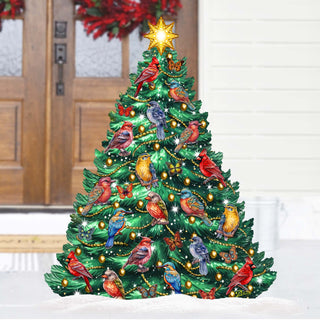 Christmas Birds-Themed Christmas Tree Outdoor Indoor Decor Wooden Christmas Decoration by G. Debrekht Christmas Decor - 8191511F