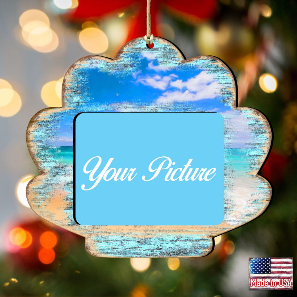 Seashell Coastal Picture Frame Ornaments - Ornament for Photo - Coastal Holiday Decor - 8198549PF