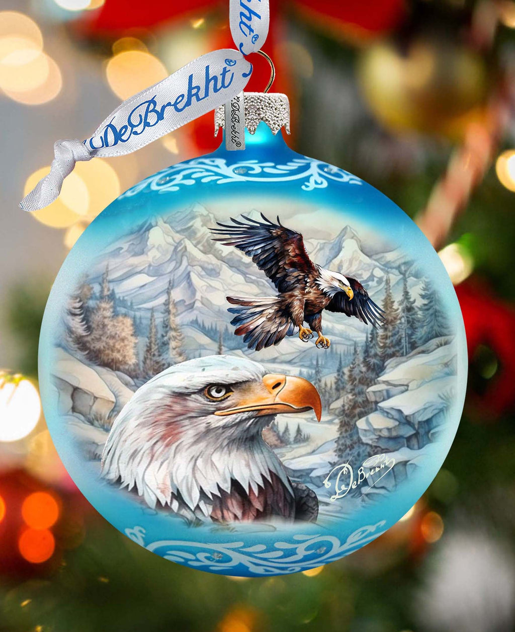 The Land of the Free - American Eagle Glass Ornament by G. Debrekht - Christmas Decor - 73387