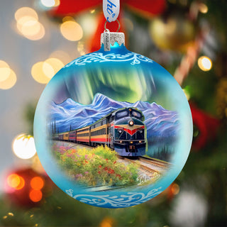 Northern Lights Railroad Glass Ornament – Handcrafted Mercury Glass Holiday Decor by G. DeBrekht – Wildlife Holiday Decor - 73389