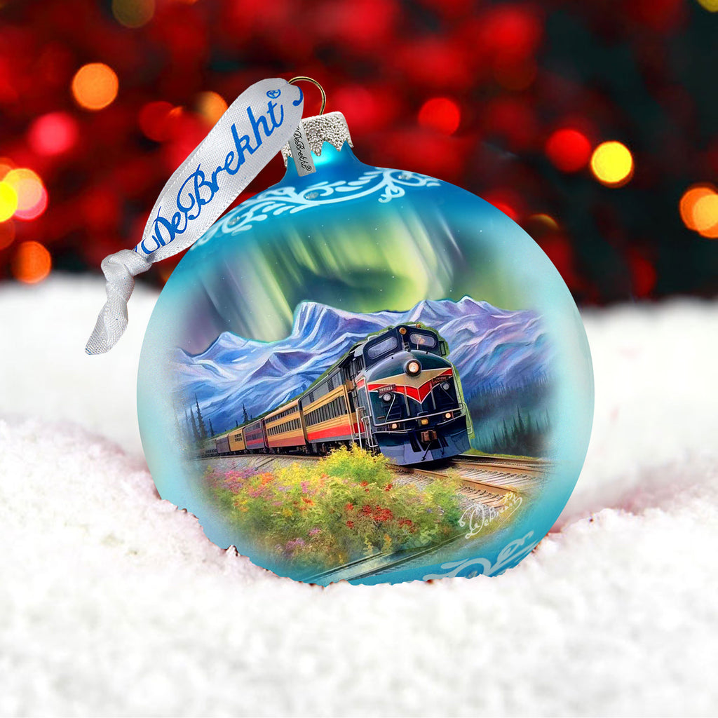 Northern Lights Railroad Glass Ornament – Handcrafted Mercury Glass Holiday Decor by G. DeBrekht – Wildlife Holiday Decor - 73389