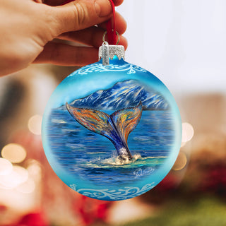 Whale Tail Glass Ornament – Handcrafted Mercury Glass Coastal Holiday Decor by G. DeBrekht – Handcrafted in USA - Coastal Holiday Decor -73390