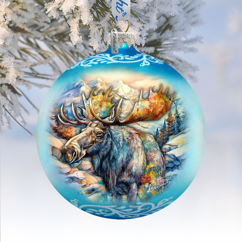 Moose Glass Ornament – Handcrafted Mercury Glass Ornament - Wildlife Holiday Decor by G. DeBrekht – 73392