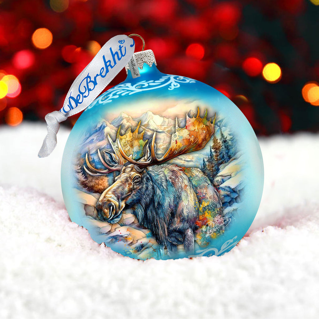 Moose Glass Ornament – Handcrafted Mercury Glass Ornament - Wildlife Holiday Decor by G. DeBrekht – 73392