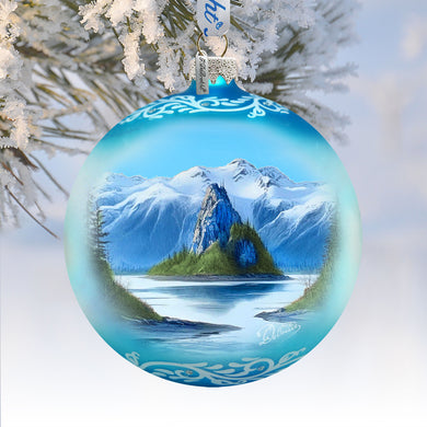 Alaska Mountain Lake Glass Ornament – Handcrafted Mercury Glass Ornament - Wildlife Holiday Decor by G. DeBrekht - 73396