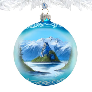 Alaska Mountain Lake Glass Ornament – Handcrafted Mercury Glass Ornament - Wildlife Holiday Decor by G. DeBrekht - 73396