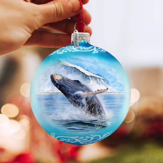 Alaska Humpback Whale Glass Ornament – Handcrafted Mercury Glass Ornament - Coastal Wildlife Holiday Decor by G. DeBrekht - 73401