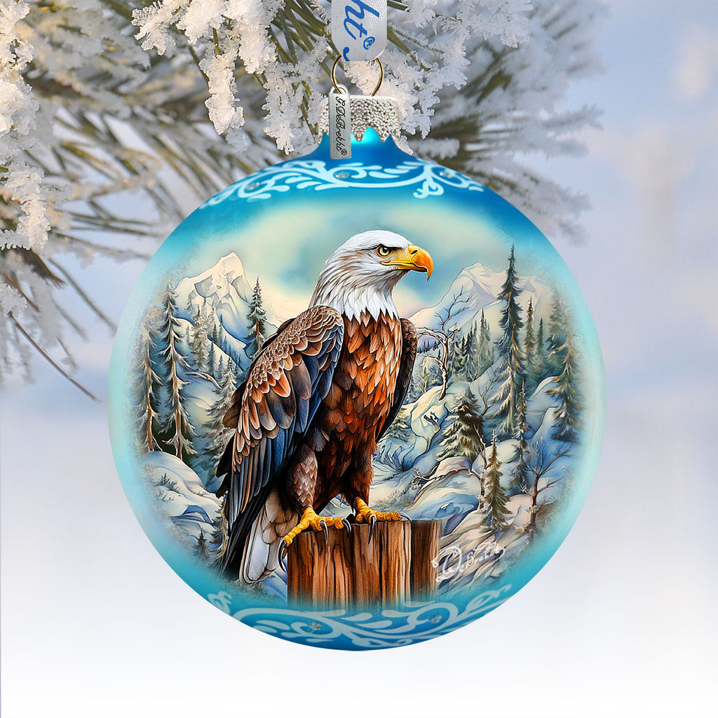 Alaska Bald Eagle Glass Ornament – Handcrafted Mercury Glass Ornament - Wildlife Holiday Decor by G. DeBrekht - 73402