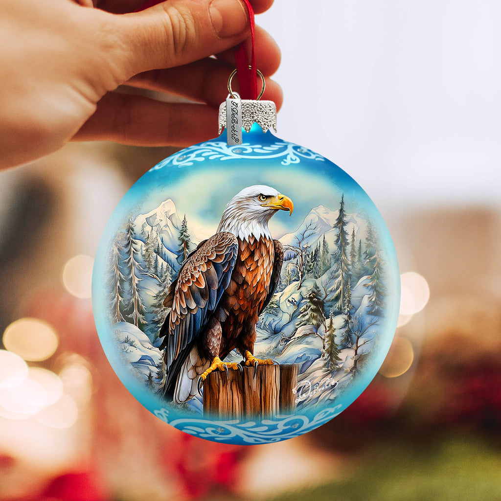 Alaska Bald Eagle Glass Ornament – Handcrafted Mercury Glass Ornament - Wildlife Holiday Decor by G. DeBrekht - 73402