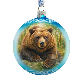Grizzly Bear Glass Christmas Ornament – Holiday Splendor Wildlife Ornament by G. DeBrekht – 73406