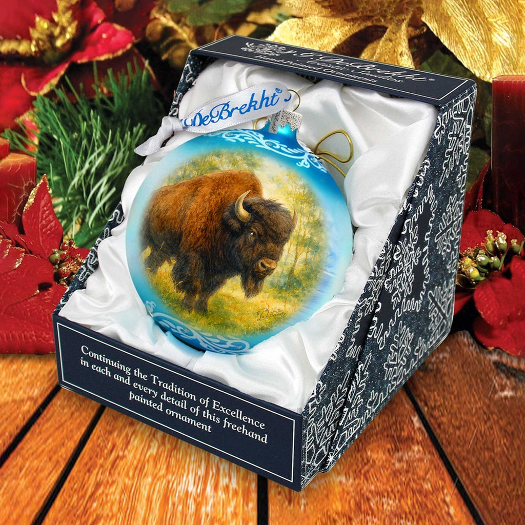 American Bison Glass Christmas Ornament – Holiday Splendor Wildlife Ornament by G. DeBrekht – 73407