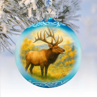 Elk Glass Christmas Ornament – Holiday Splendor Wildlife Ornament by G. DeBrekht – 73408