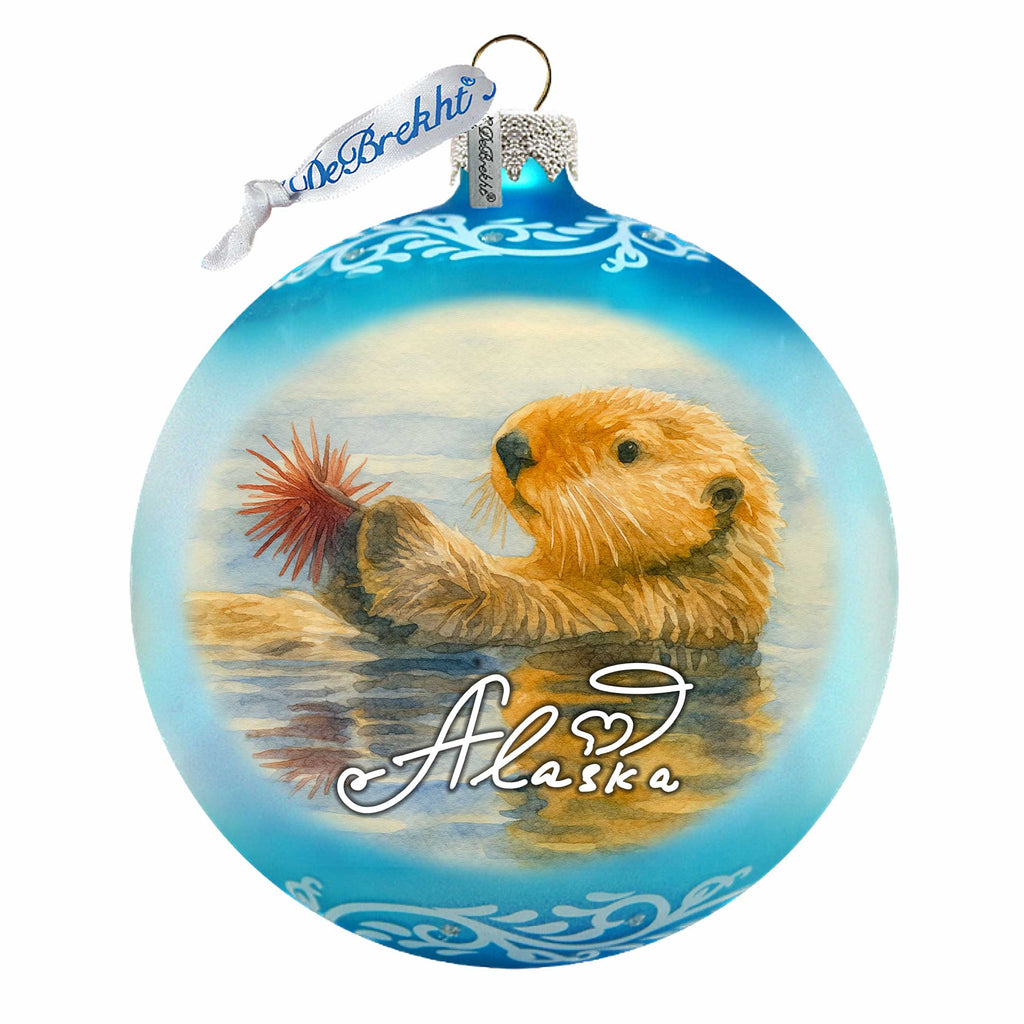 Alaska Sea Otter Glass Ornament – Handcrafted Mercury Glass Ornament - Wildlife Holiday Decor by G. DeBrekht - 73460