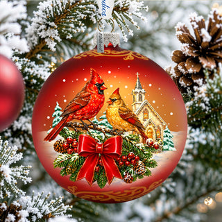 Christmas Cardinals Glass Ornament – Holiday Splendor Cardinal Ornament by G. DeBrekht – 73462