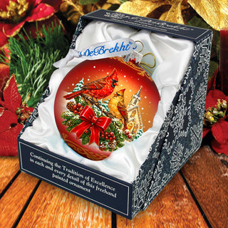 Christmas Cardinals Glass Ornament – Holiday Splendor Cardinal Ornament by G. DeBrekht – 73462