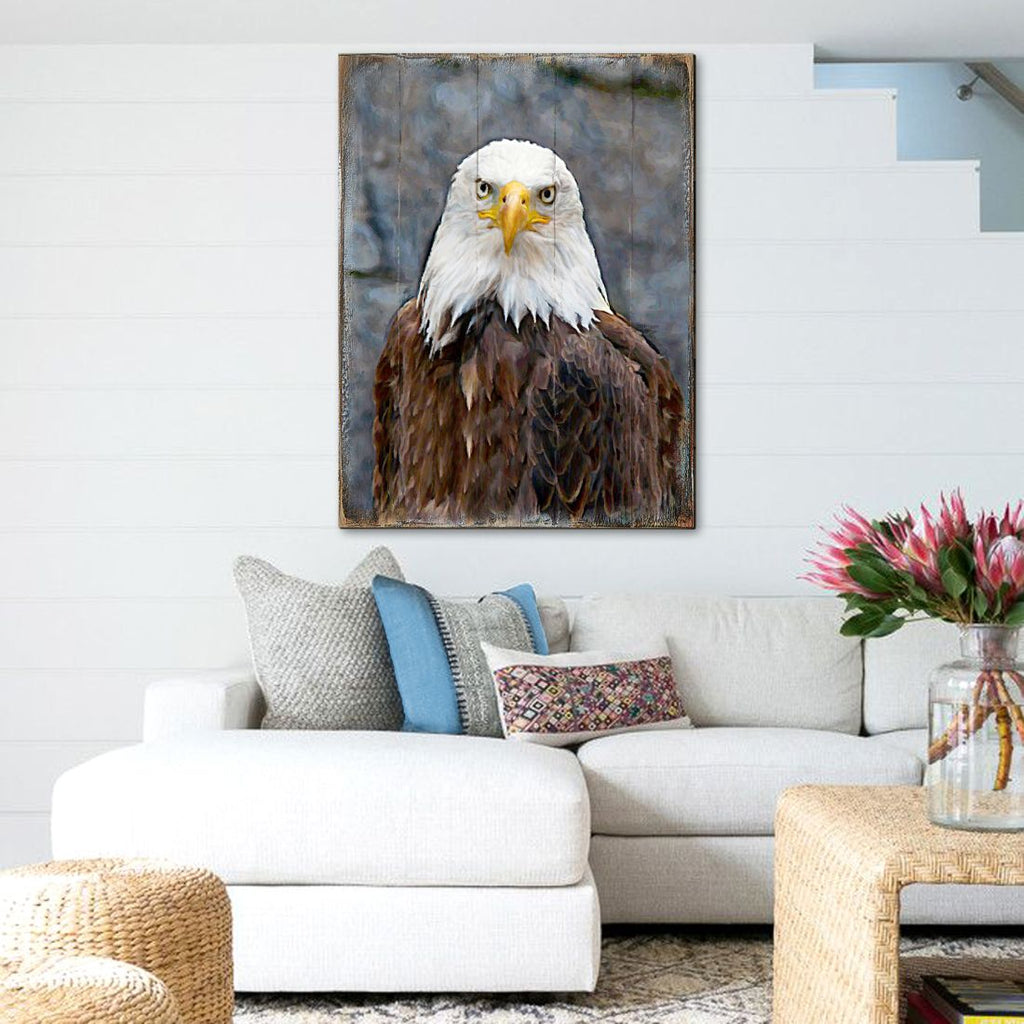 Eagle Portrait Art Wooden Wall Art by Nature Wonders - Nature Wildlife Decor - 95296B