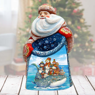 Snowmen Christmas Journey Santa Hand-Painted WOODCARVED Masterpiece Figurine by G. DeBrekht - Christmas Decor - 8203023 *** PRE-ORDER - Handmade Just for You! ***