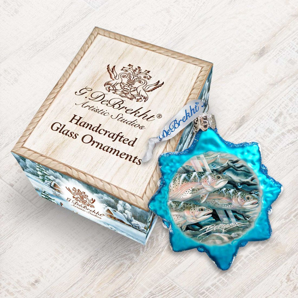 Catch the Rainbow Trout Mercury Glass Ornament by J. Bergsma - Wildlife Holiday Decor - 7783674-JB