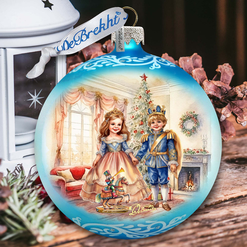 Nutcracker Ballet Scene - Clara and Prince Lg Glass Ornament by G. Debrekht - Christmas Décor - 73933