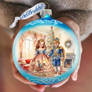 Nutcracker Ballet Scene - Clara and Prince Lg Glass Ornament by G. Debrekht - Christmas Décor - 73933