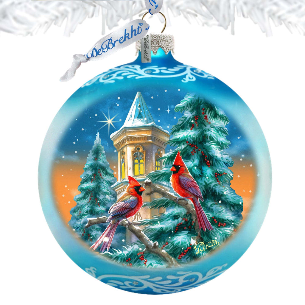 Cardinal Night Serenade Lg Glass Ornament by G.Debrekht Wildlife Holiday Décor - 73963