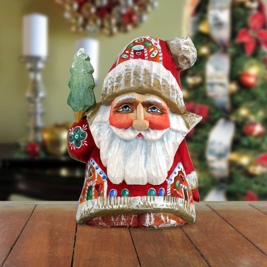 Santa Gnome Dwarf Hand-Painted WOODCARVED Masterpiece by G. DeBrekht - Christmas Decor - 820031 *** PRE-ORDER - Handmade Just for You! ***