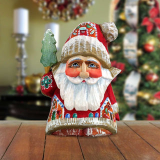 Santa Gnome Dwarf Hand-Painted WOODCARVED Masterpiece by G. DeBrekht - Christmas Decor - 820031 *** PRE-ORDER - Handmade Just for You! ***