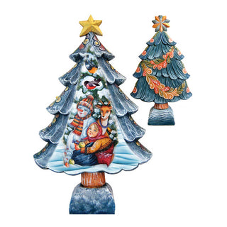 Christmas Tree Santa with Kids Handcrafted Christmas Figurine - G. DeBrekht - Christmas Santa Snowman Decor - 588032M