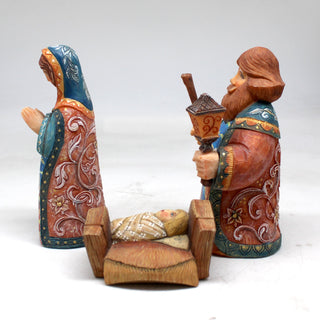 Holy Family Set of 3 Handcrafted Christmas Figurine - G. DeBrekht - Handpainted Nativity Holiday Decor - 53612-B3