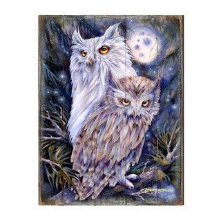 Night Watch Owls Wooden Wall Art by J. Bergsma - Nature Wildlife Decor - 8592902BP-JB