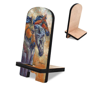 Let Them Run Horse Heads Cell Phone Stand Wood Mobile Tablet Holder Charging Station Organizer - 892097-JB