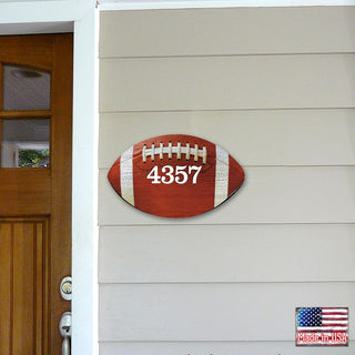 Football Wooden Custom House Number Sign - Love Family Kids Decor - Handcrafted Wooden Handcrafted Wooden Address Sign - MA989802