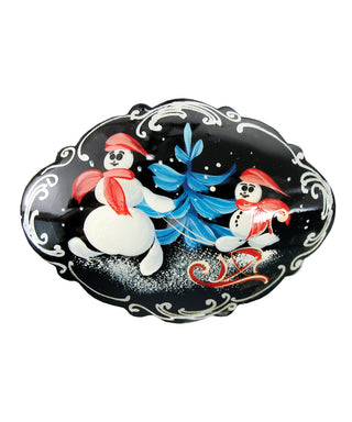 Handpainted Jewelry Lacquered Miniature Brooch Pin by G.DeBrekht Unique Handmade Gift Collectible and Home Decoration