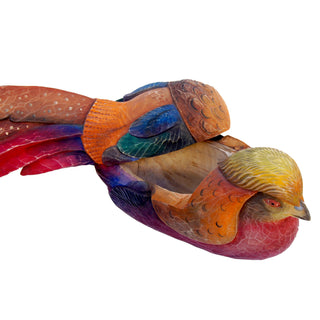 One-of-a-Kind Mandarin Duck Box Figurine Hand Carved Wooden 27x7 by G.DeBrekht - Nature Wood Carving