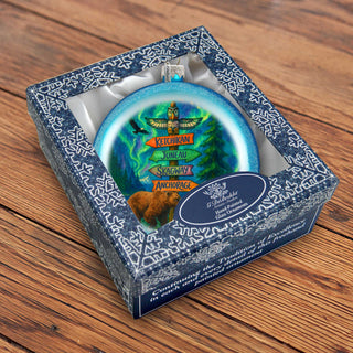 Alaska Adventure Glass Christmas Ornament – Ketchikan Juneau Skagway Anchorage Holiday Splendor Ornament by G. DeBrekht – 744-049